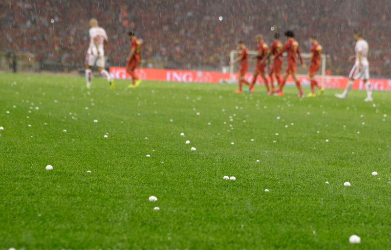 Illustration for article titled Belgium's World Cup Tune-Up Interrupted By Giant Hail Storm